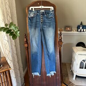 Flying tomato button butterfly crop fringe ankle jeans size 28